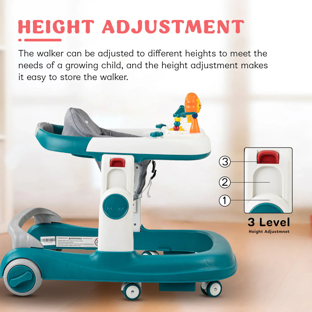 Astro Walker With 3 Adjustable Height and Musical Toy (GREEN)