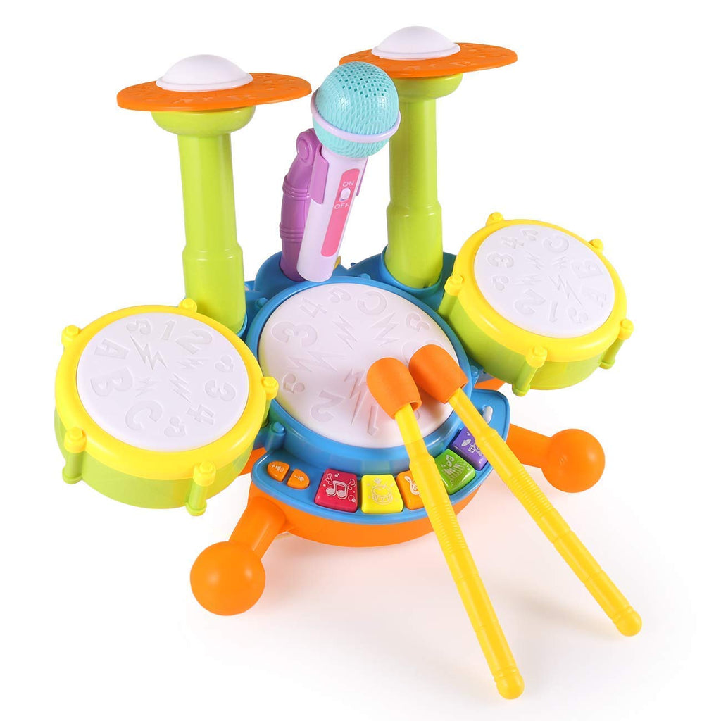 Drum Set for Toddlers with 2 Drum Sticks and Microphone
