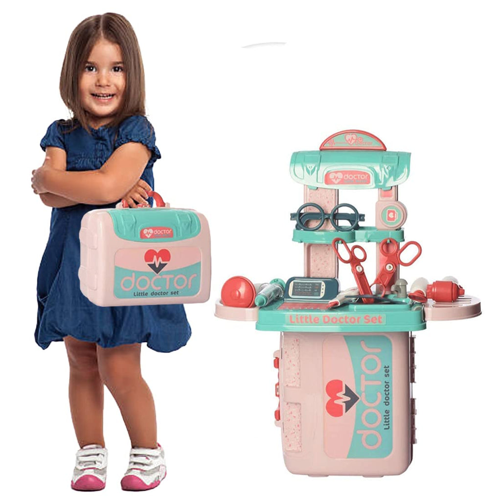 Doctor Play Set with Suitcase and 18 Pieces - Pink