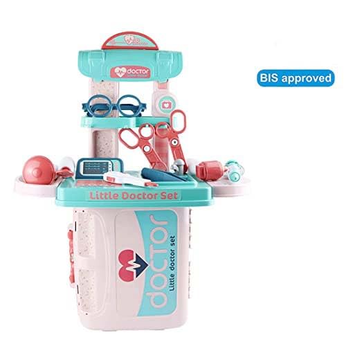 Doctor Play Set with Suitcase and 18 Pieces - Pink
