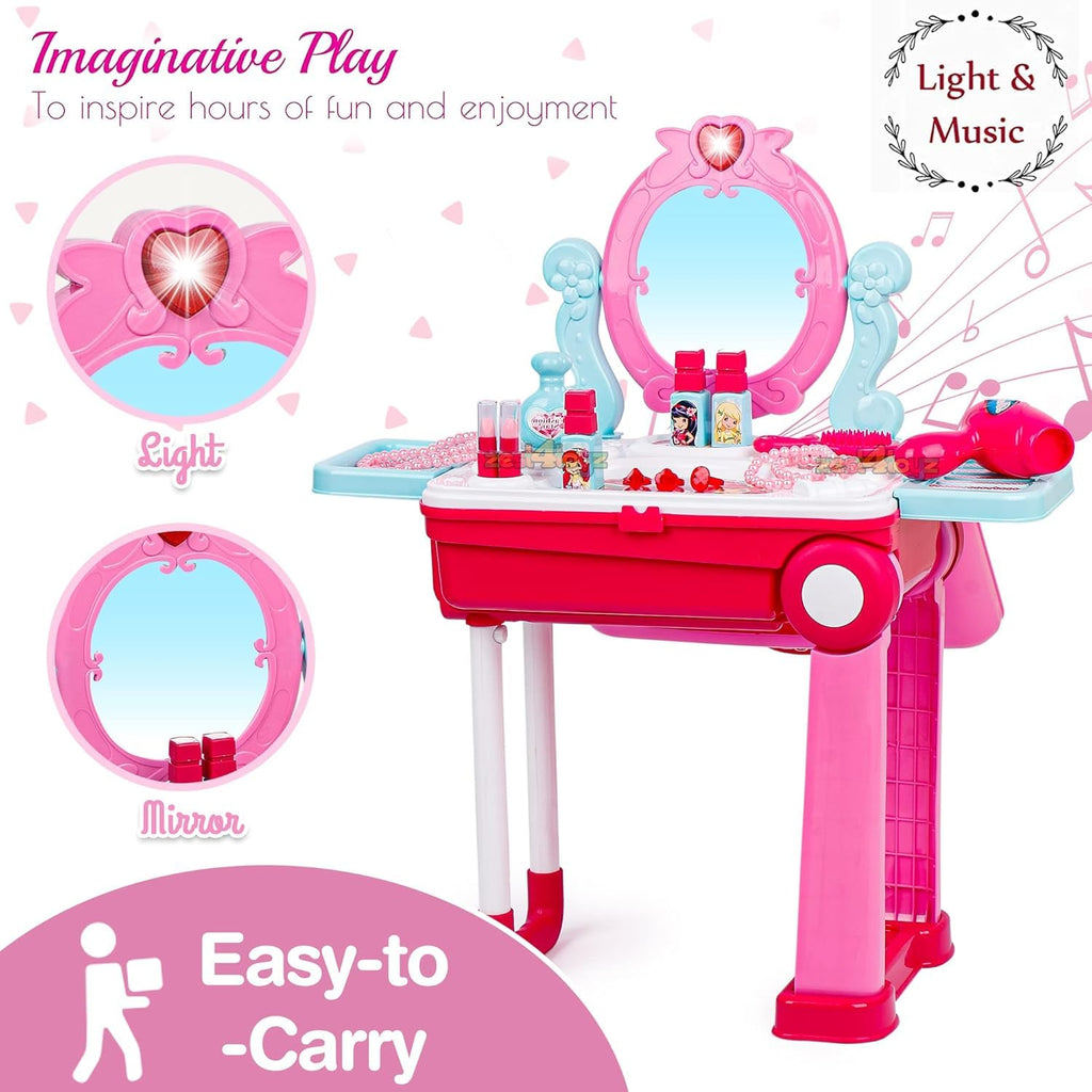 3 in 1 Beauty Makeup Plastic Pretend Play Set with Suitcase