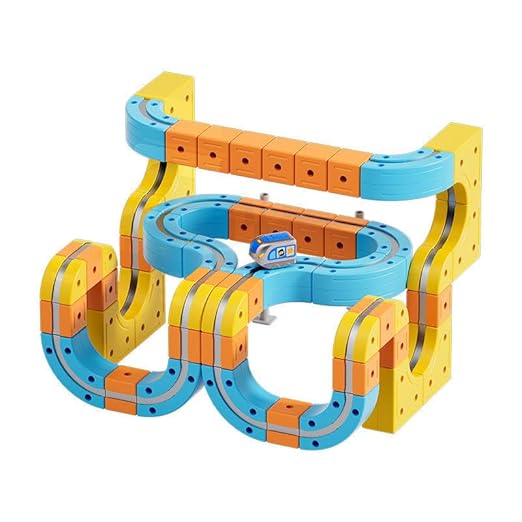 81 Pcs Track Fusion Train, Fun STEM Anti Gravity Race Track & Rail Cube Monorail, for Kids 3-10, Children’s Birthday Gifts, Best Type-C Charging (1 Car)