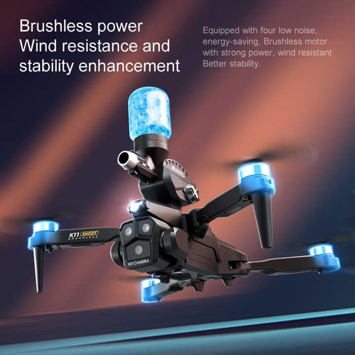 K11 Max Aerial Photography Drone with Water Bomb Launcher | 4K Triple HD Cameras | Brushless Motor | Optical Flow Positioning | Gesture Control | Real-Time HD Transmission
