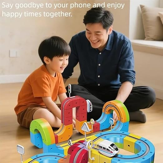 81 Pcs Track Fusion Train, Fun STEM Anti Gravity Race Track & Rail Cube Monorail, for Kids 3-10, Children’s Birthday Gifts, Best Type-C Charging (1 Car)