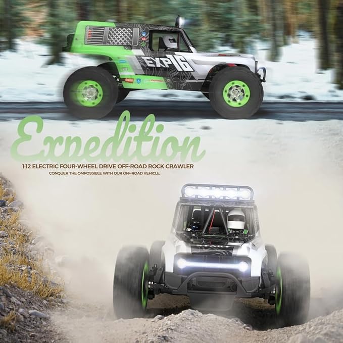 WLtoys 124006 RC Car, 1:12 Scale Remote Control Car, 4WD 40KM/H High Speed RC Truck, 2.4GHz Off-Road RC Crawler RTR with LED Lig