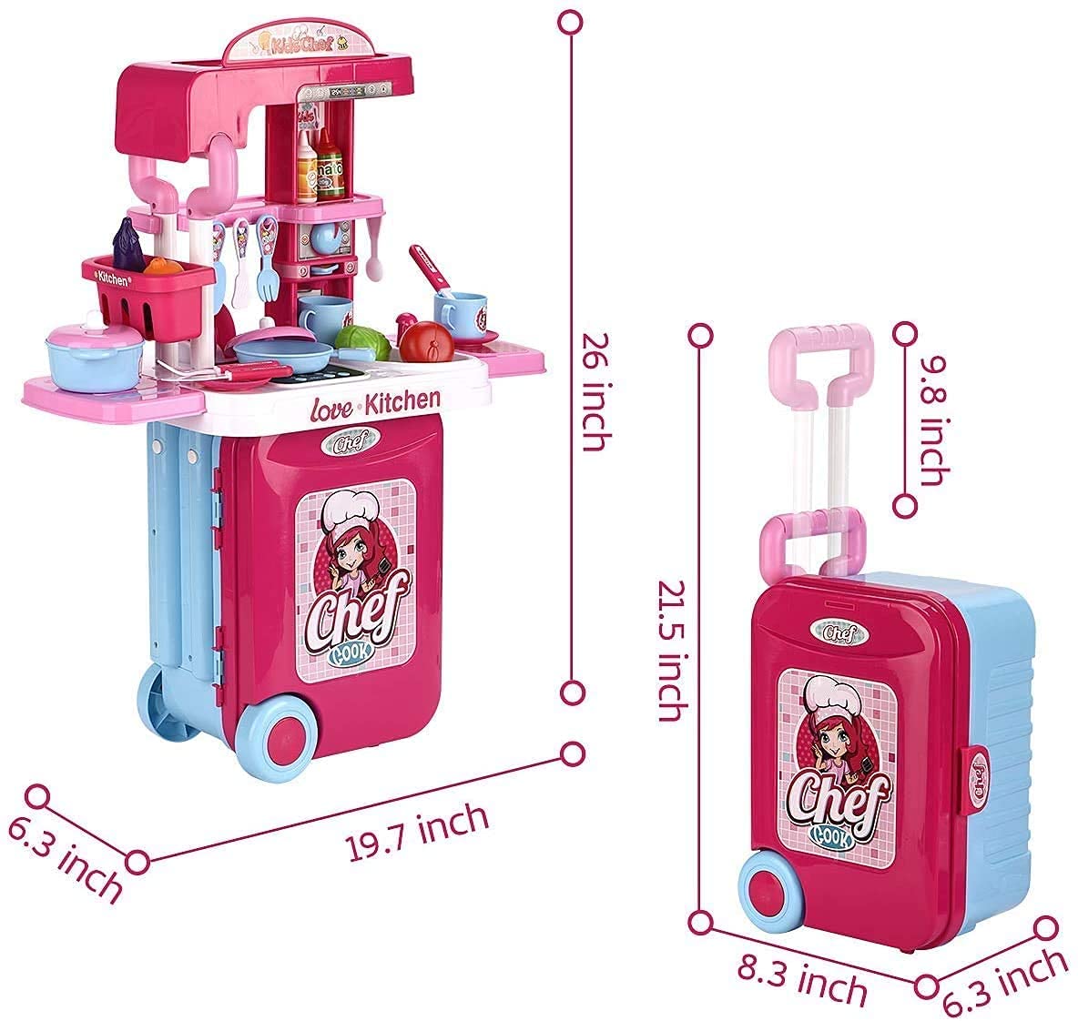 2 in 1 Pretend Play Kitchen Set for Kids Girls