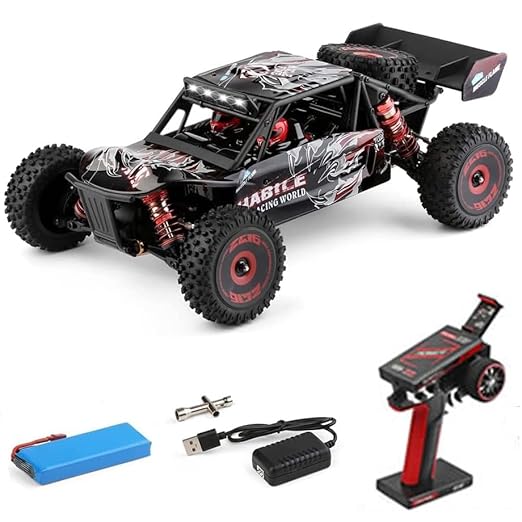 WLtoys 124016 RC Car, 1:12 Scale Remote Control Car, 4WD 75km/h High Speed Racing Car, 2.4GHz All Terrain Off Road RC Truck RTR with Brushless Motor and Metal Chassis for Kids Adults (Black)