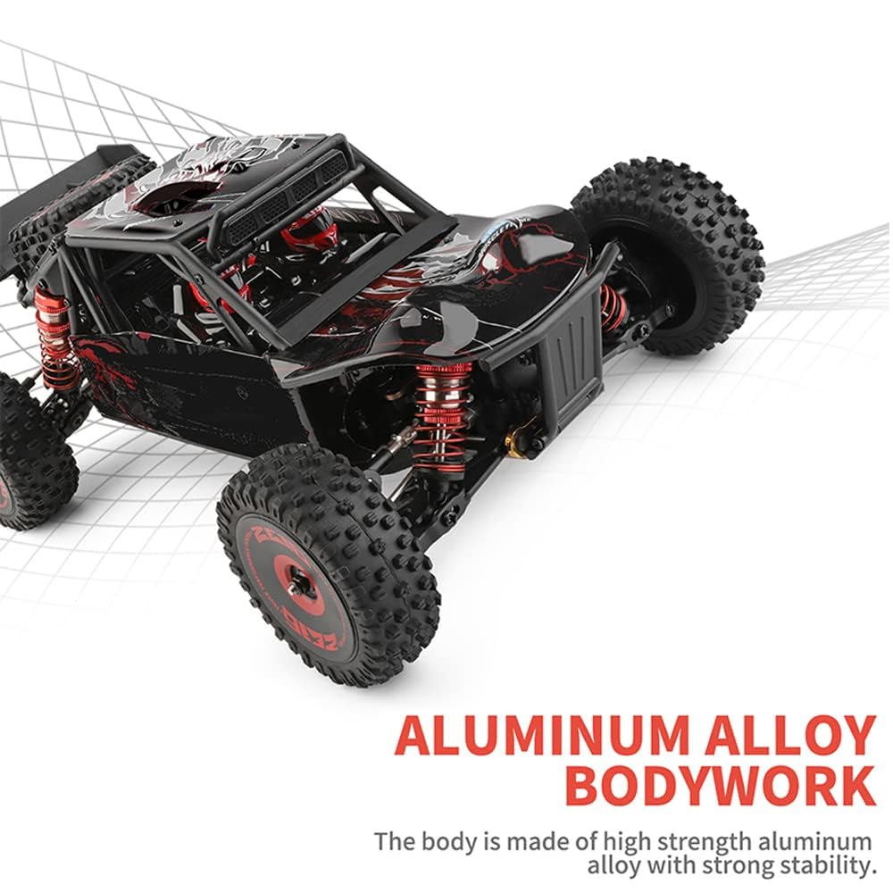 WLtoys 124016 RC Car, 1:12 Scale Remote Control Car, 4WD 75km/h High Speed Racing Car, 2.4GHz All Terrain Off Road RC Truck RTR with Brushless Motor and Metal Chassis for Kids Adults (Black)