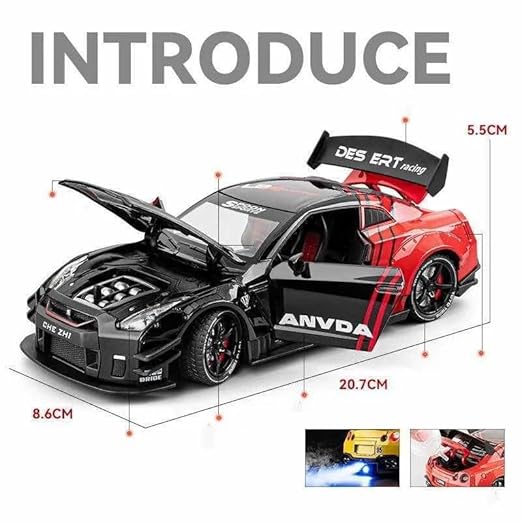 Che Zhi Nissan GTR 1:24 Diecast Light Sound Open Doors