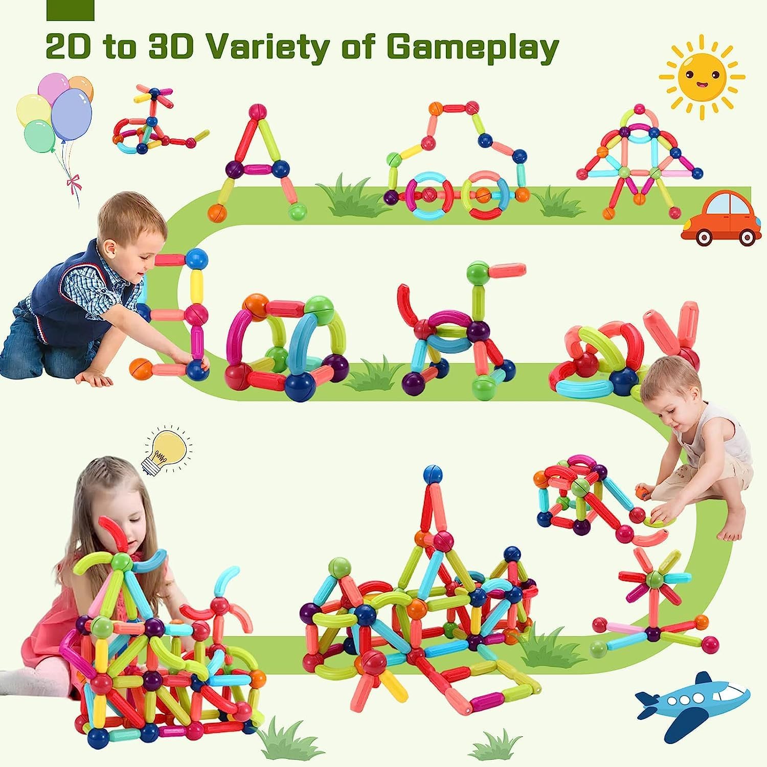 76 Piece Magnetic Building Stick & Ball Blocks