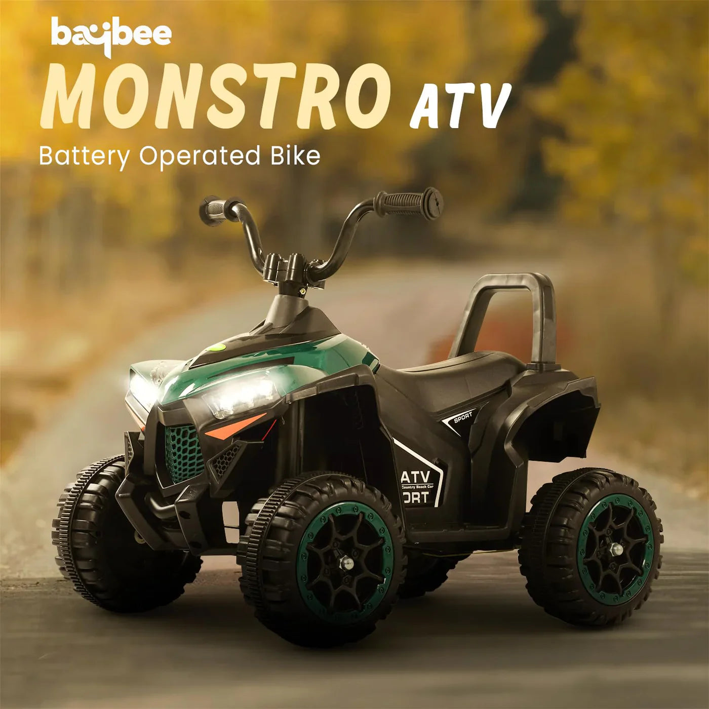 Monster ATV Rechargeable Battery Operated Electric Kids Bike  (SHINING / GREEN)