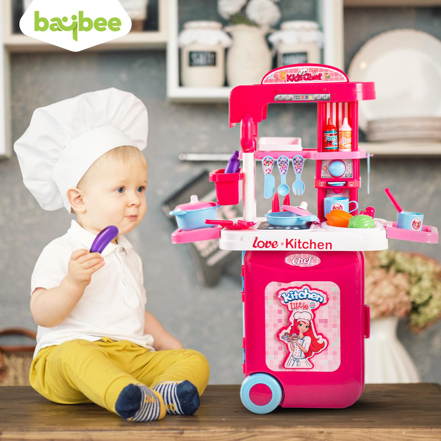 2 in 1 Pretend Play Kitchen Set for Kids Girls