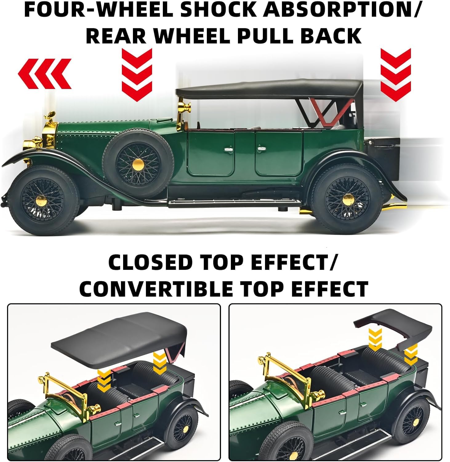 Vintage Classic Luxury Model Car – Die-Cast Metal Antique Car with Detailed Interior, Collectible Decorative Showpiece for Home, Office & Gift