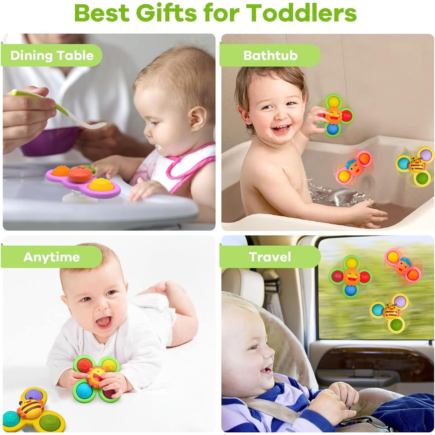 Stick & Spin Set of 3 Suction Cup Colorful bath toy
