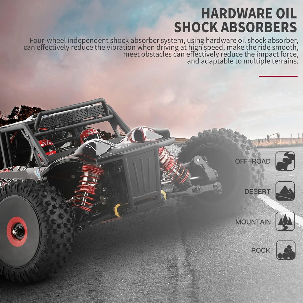 WLtoys 124016 RC Car, 1:12 Scale Remote Control Car, 4WD 75km/h High Speed Racing Car, 2.4GHz All Terrain Off Road RC Truck RTR with Brushless Motor and Metal Chassis for Kids Adults (Black)