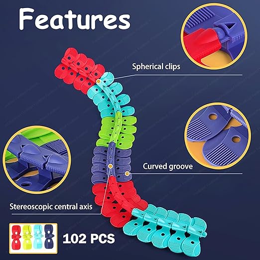Racing Track Set Toy - Flexible and Bendable Twist Toy Set with Racing Car, B/O DIY Rapid Racing Track with Car Toys and Games for Boys, Girls, Kids (102 Pcs) - Multicolor