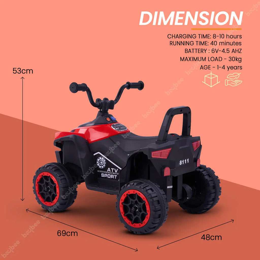 Monster ATV Rechargeable Battery Operated Electric Kids Bike  (RED)