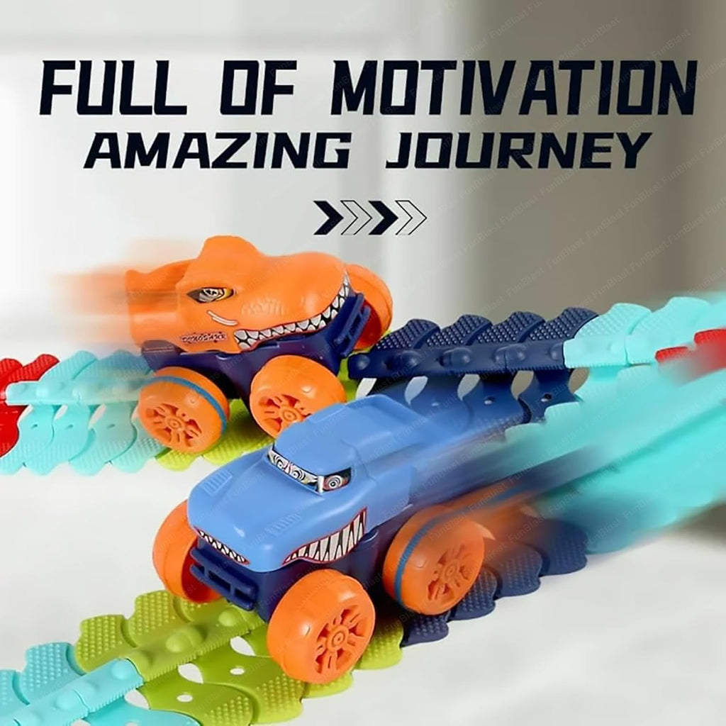 Racing Track Set Toy - Flexible and Bendable Twist Toy Set with Racing Car, B/O DIY Rapid Racing Track with Car Toys and Games for Boys, Girls, Kids (102 Pcs) - Multicolor
