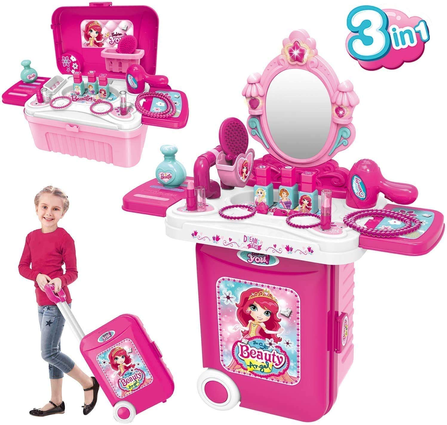 3 In 1 Beauty Set With Suitcase For Girls