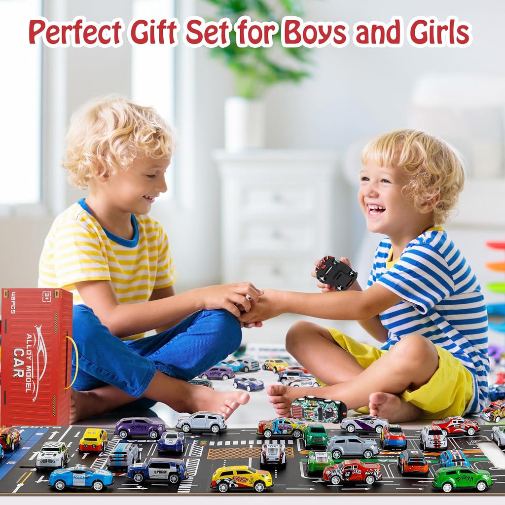48pcs Pull Back Cars Sets Container