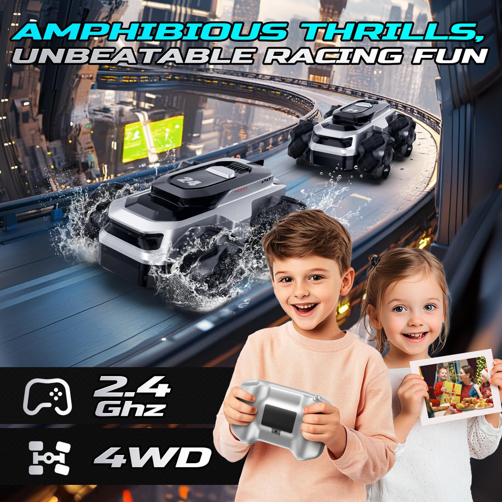 Mini Amphibious Stunt RC Car 2.4GHz | Water & Land 360° Flip Remote Control Car