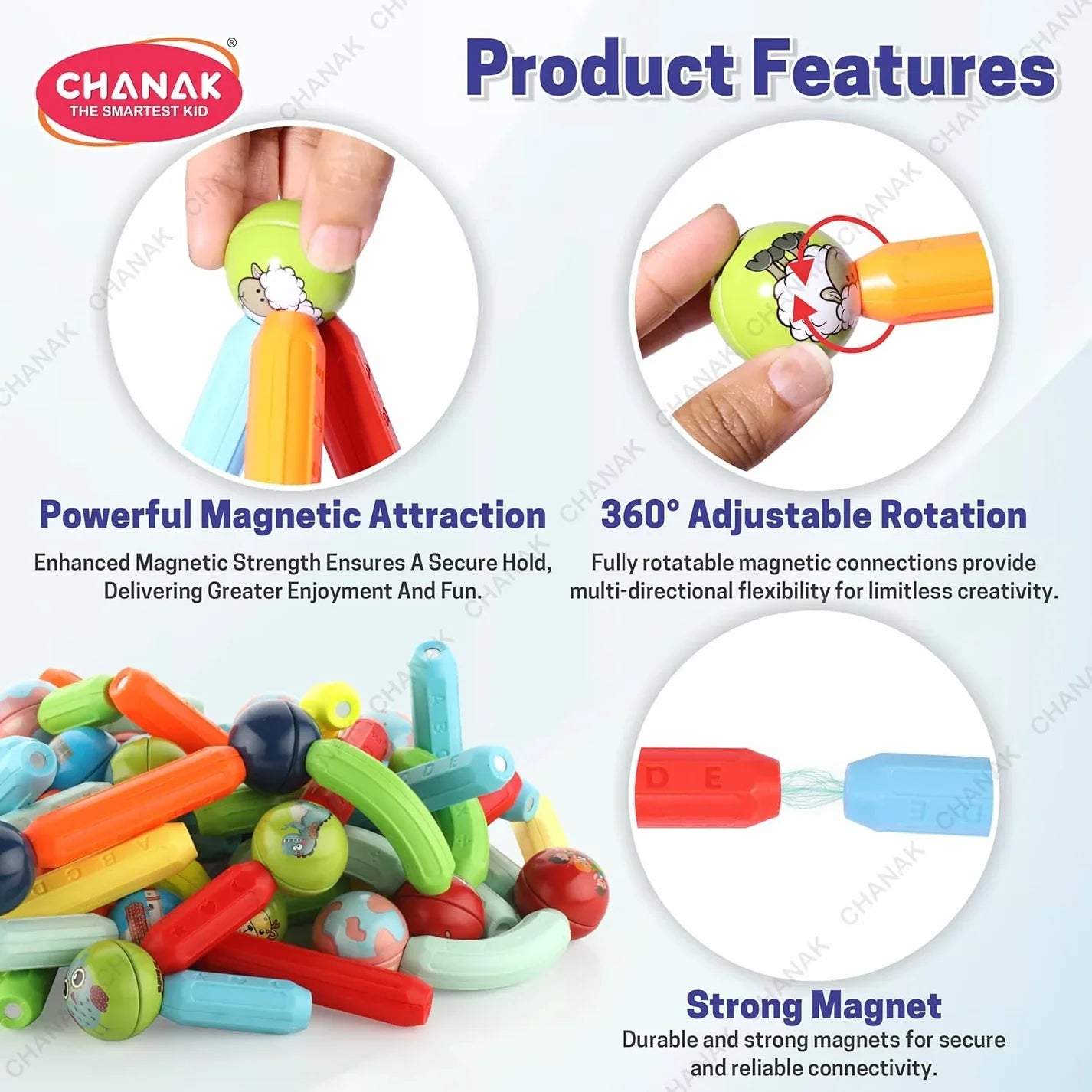 64 Pcs Colorful Magnetic Sticks