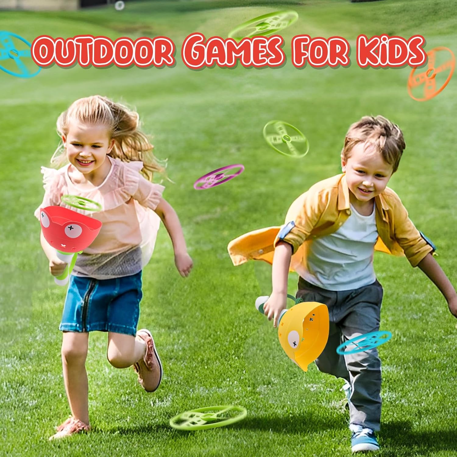 2 Pack Fly Catcher Toys with 28 Flying Discs
