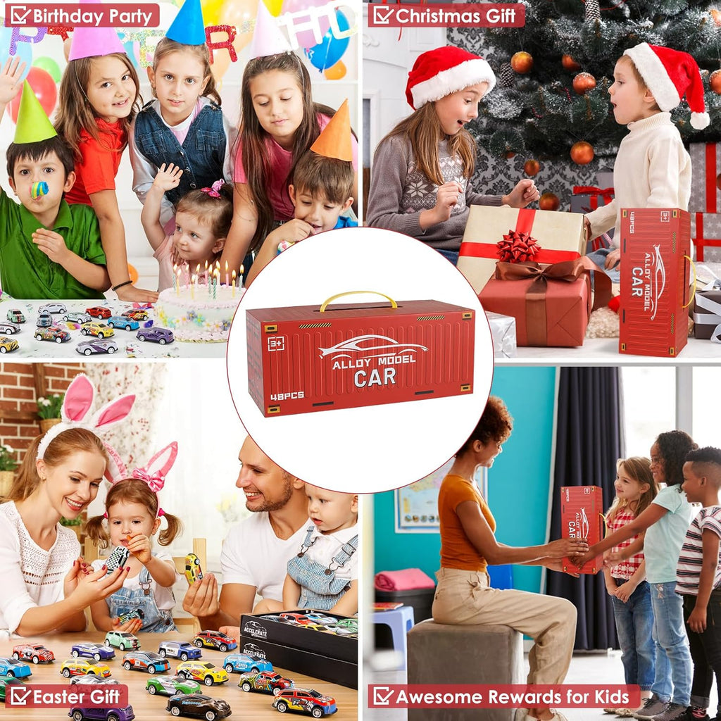48pcs Pull Back Cars Sets Container