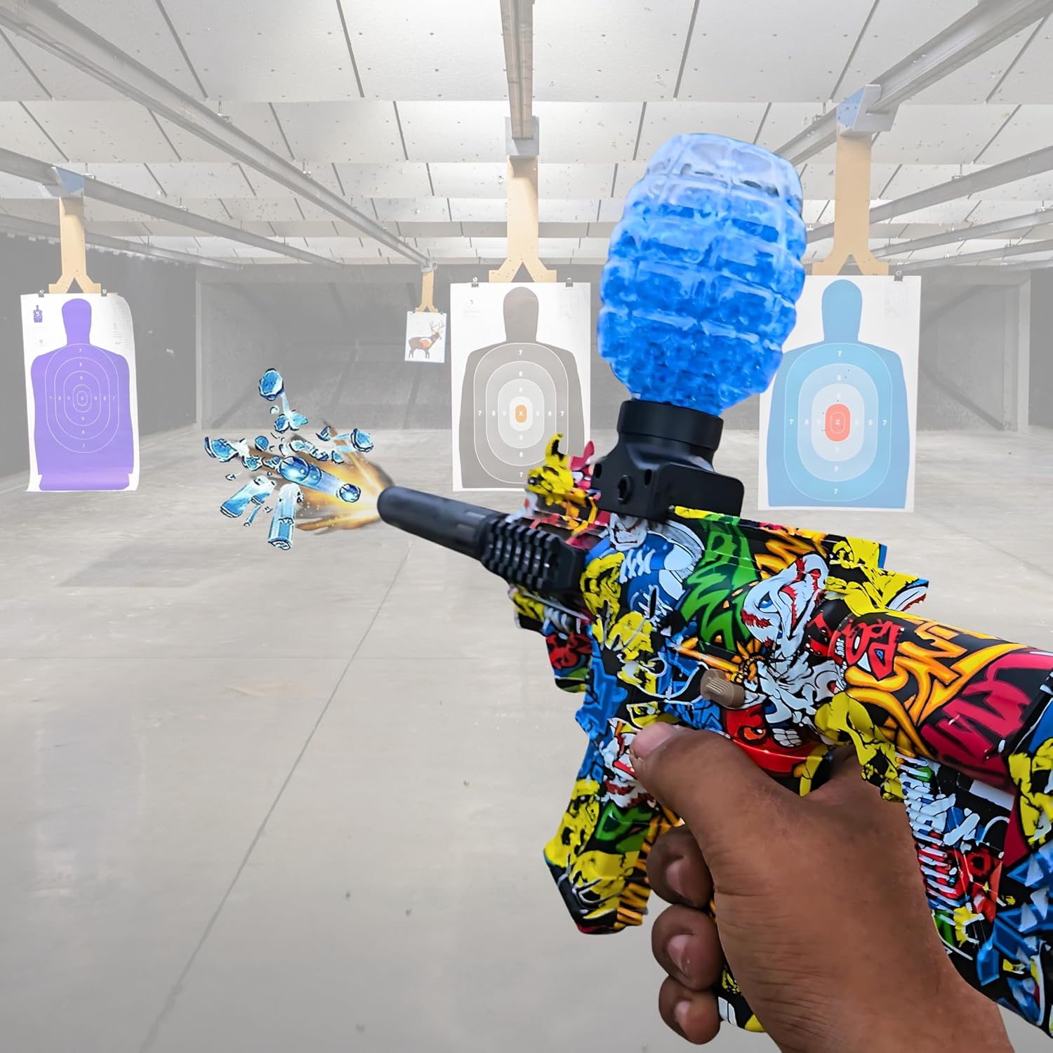 M416 Gel Blaster Gun |10K Gel Balls|for Kids & Adults Electric Operated Gun High Speed Upto 50 Feet Range|Rechargeable|Safe & Durable Outdoor Shooting Gam - Multicolor