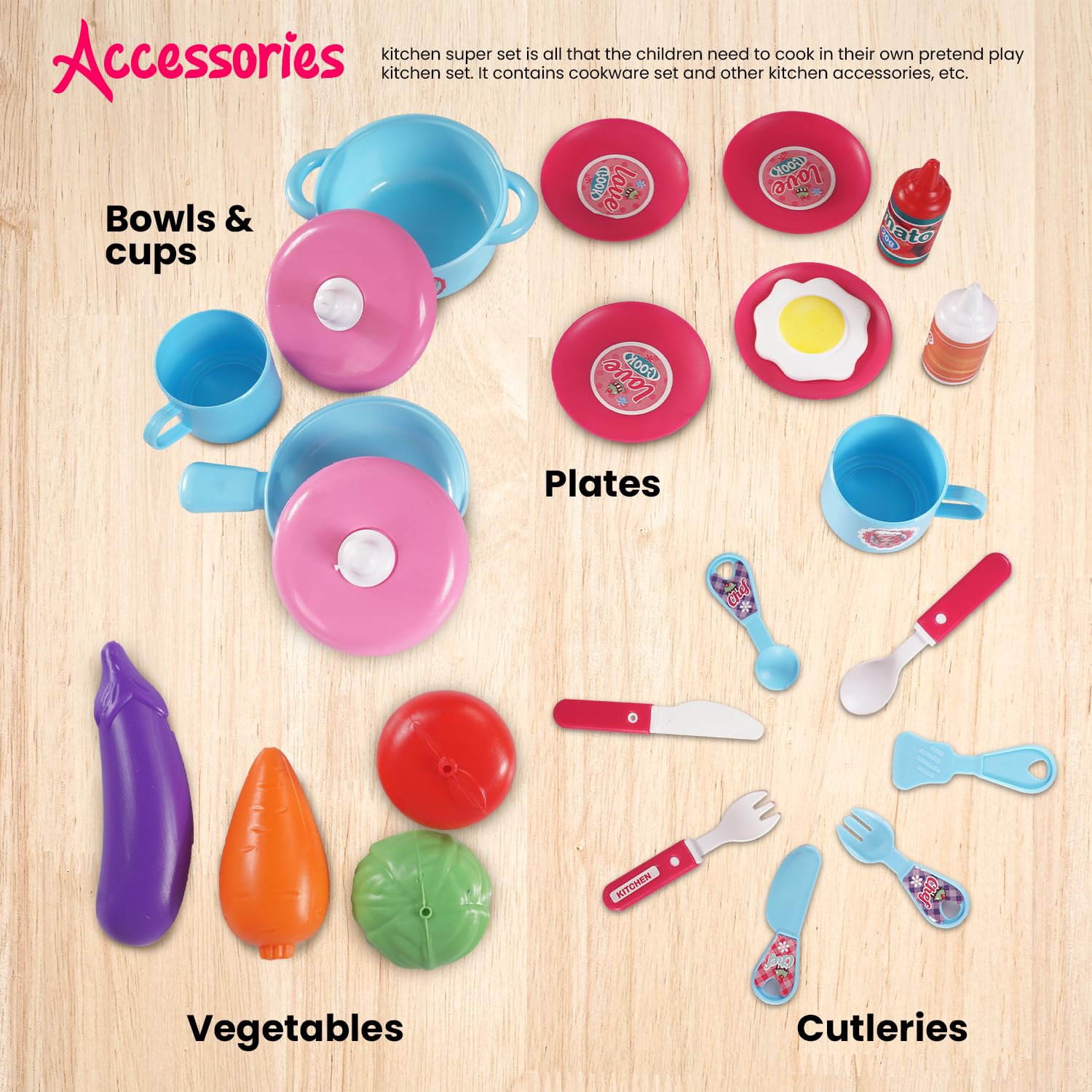 2 in 1 Pretend Play Kitchen Set for Kids Girls