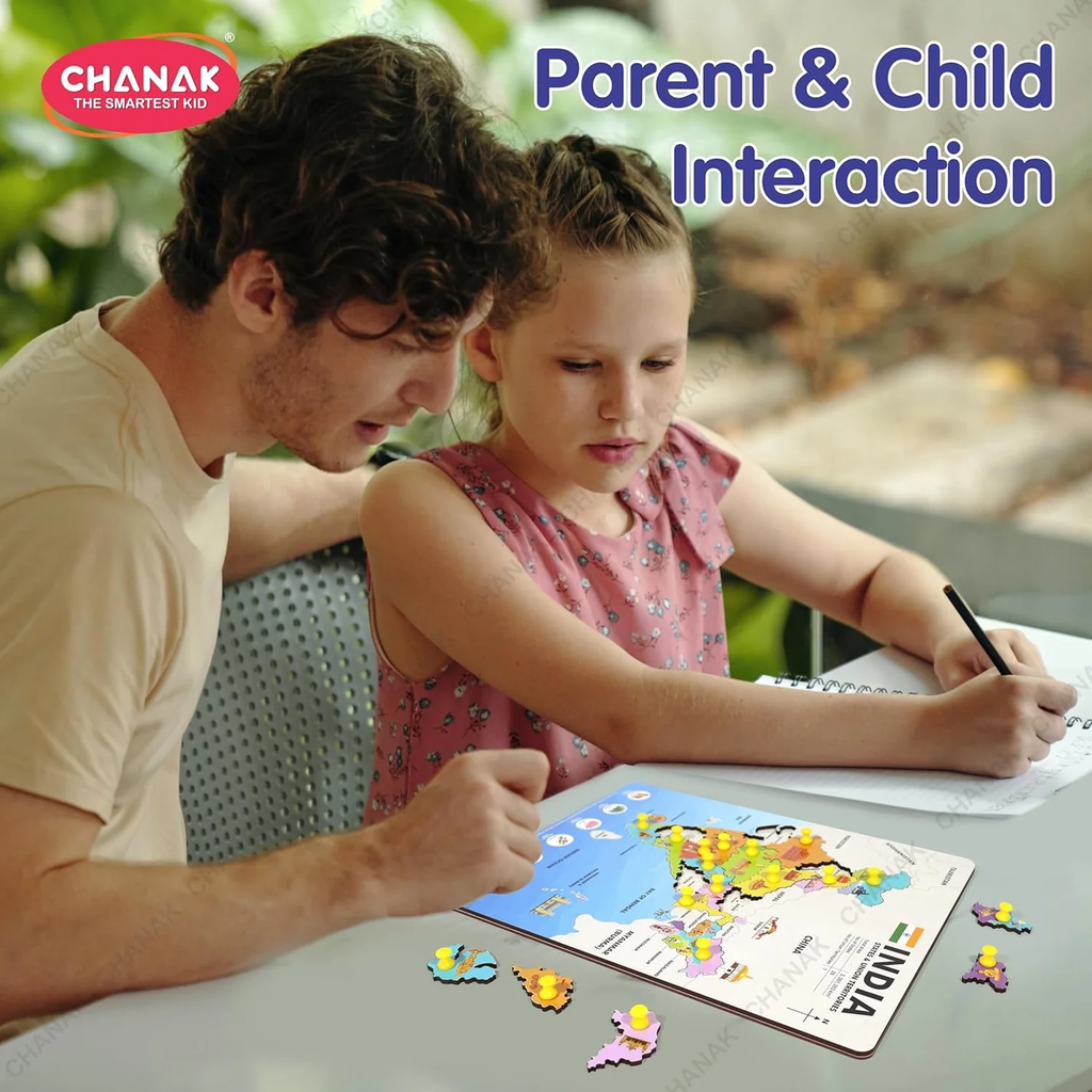Chanak Wooden Political India Map Puzzle (18 Piece)