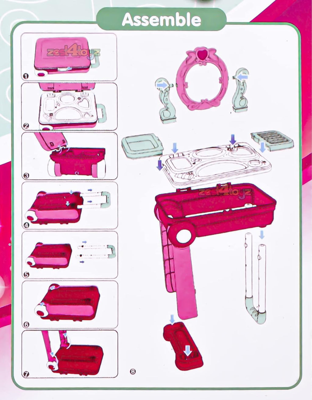 3 in 1 Beauty Makeup Plastic Pretend Play Set with Suitcase