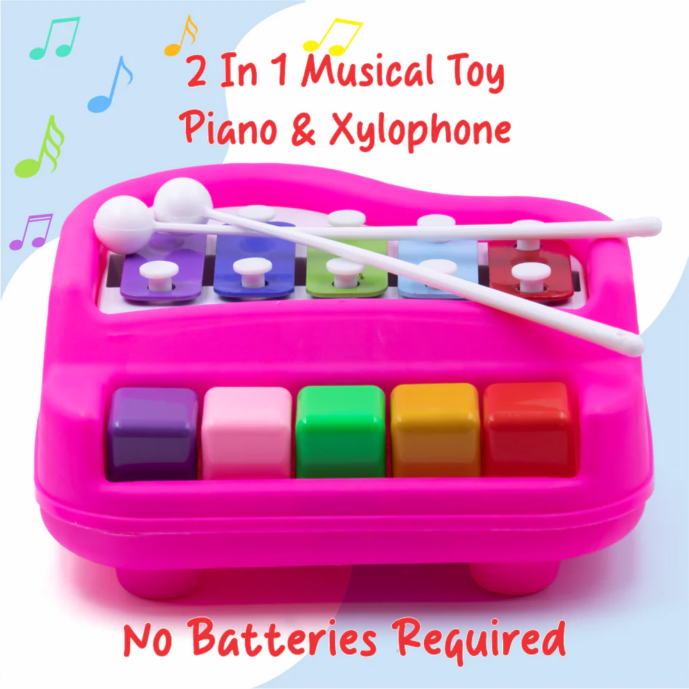 2-in-1 Musical Xylophone & Piano Toy for Kids