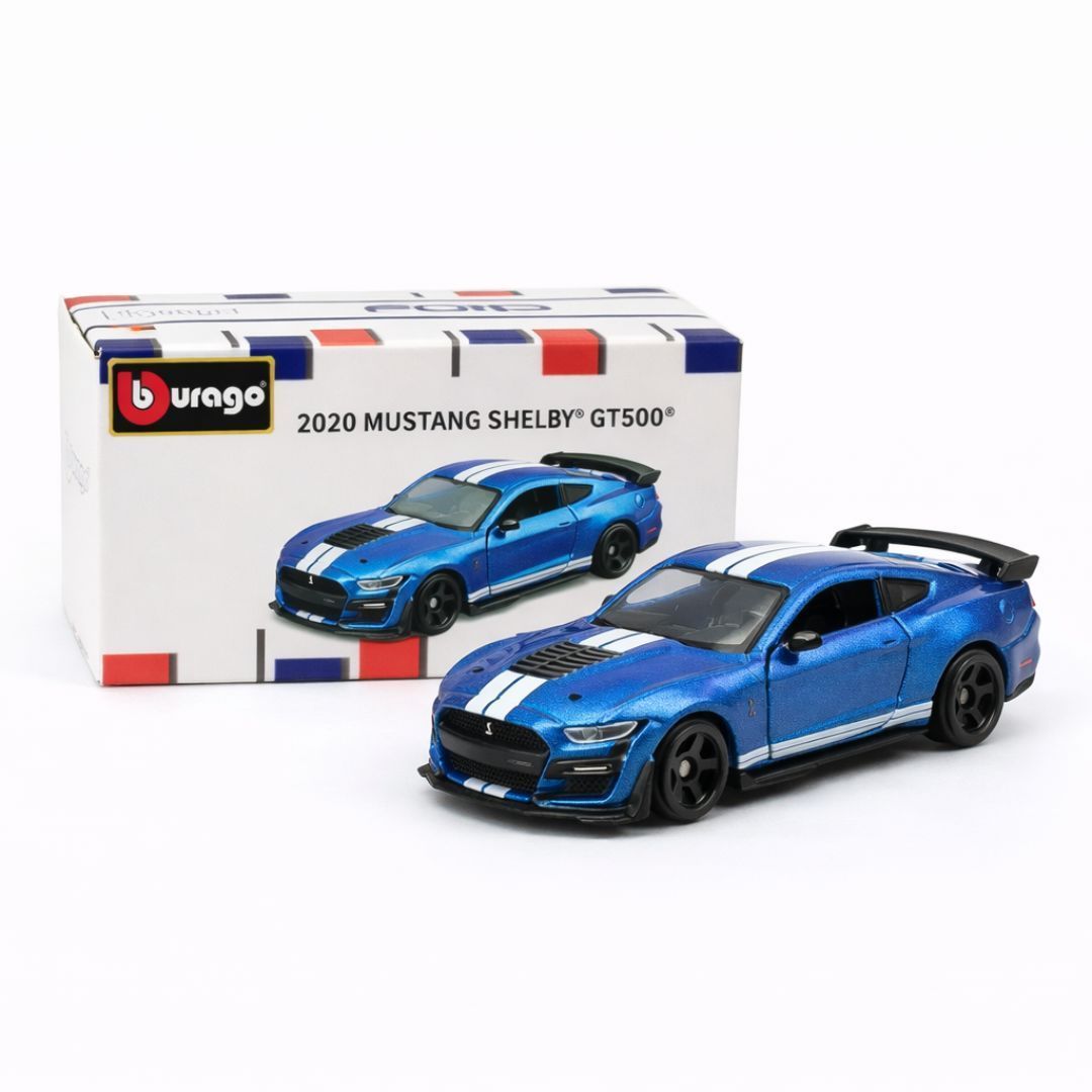 Bburago 2020 Ford Mustang Shelby GT500 – Blue | 1:64 Scale Die-Cast Model