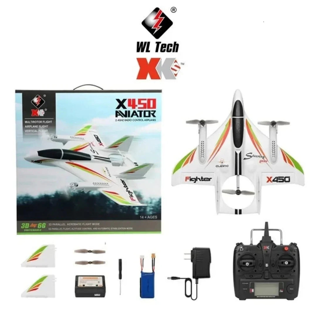 GoolRC WLtoys XK X450 Aviator Airplane 2.4GHz 6 Channel Brushless Motor RC Aircraft