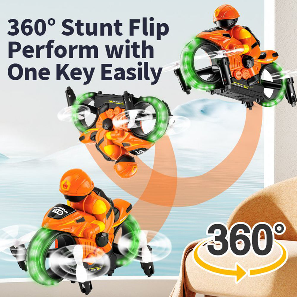 Flying and Racing Bike Toy | Wireless RC Motorcycle Toy With One 360°Rotating RC Stunt Bike