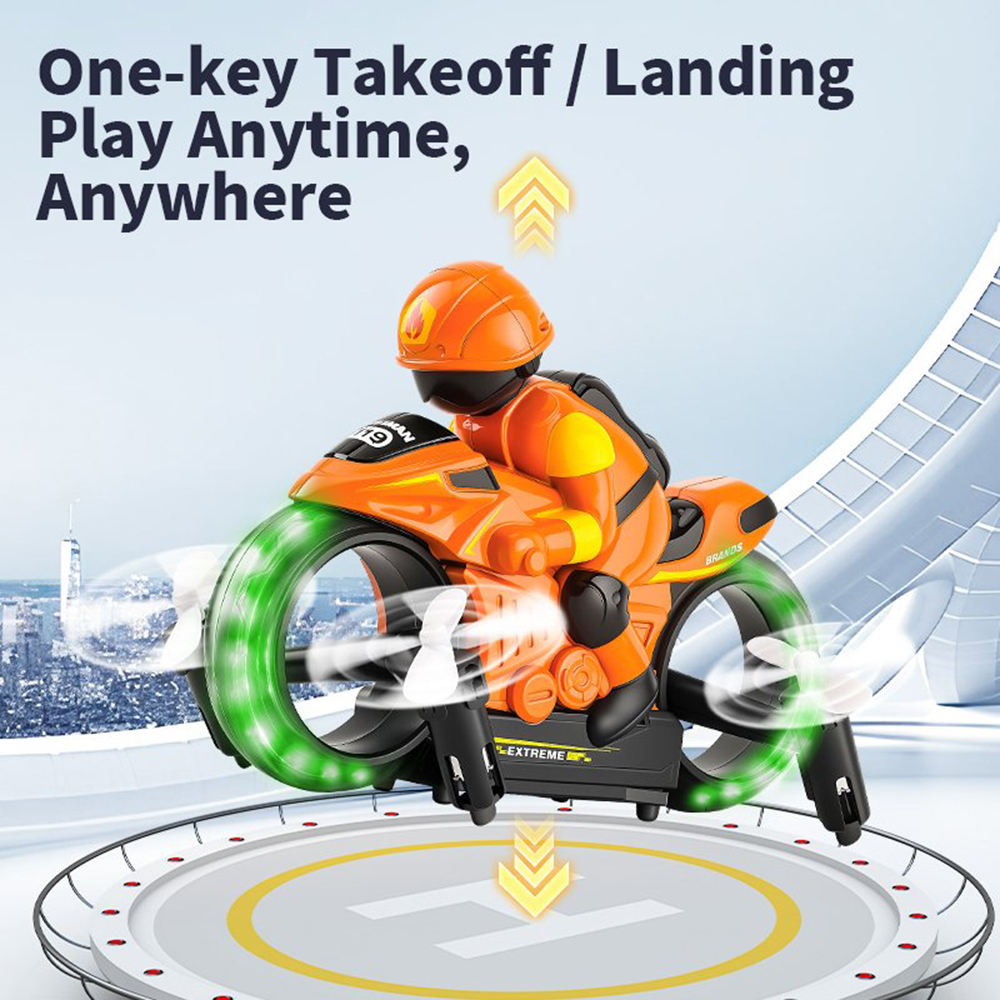 Flying and Racing Bike Toy | Wireless RC Motorcycle Toy With One 360°Rotating RC Stunt Bike