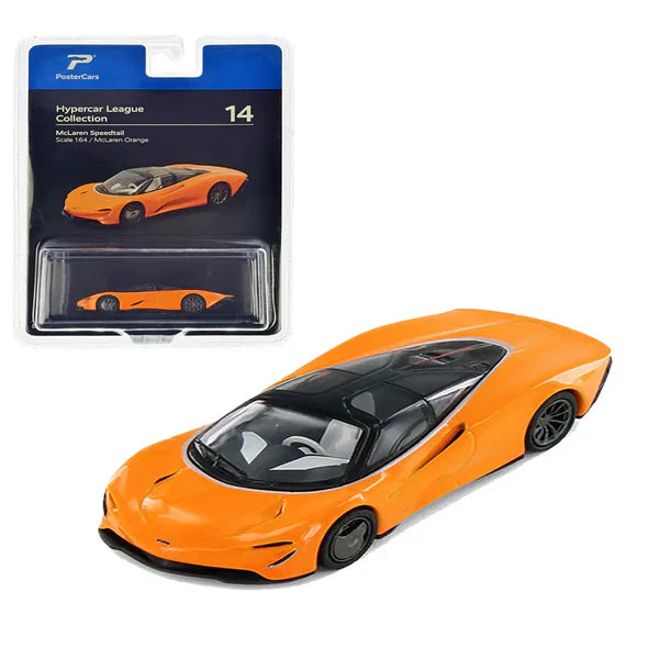 Postercars Hypercar League Collection Mclaren Speedtail 1:64 Scale / Mclaren Orange ( No 14 )