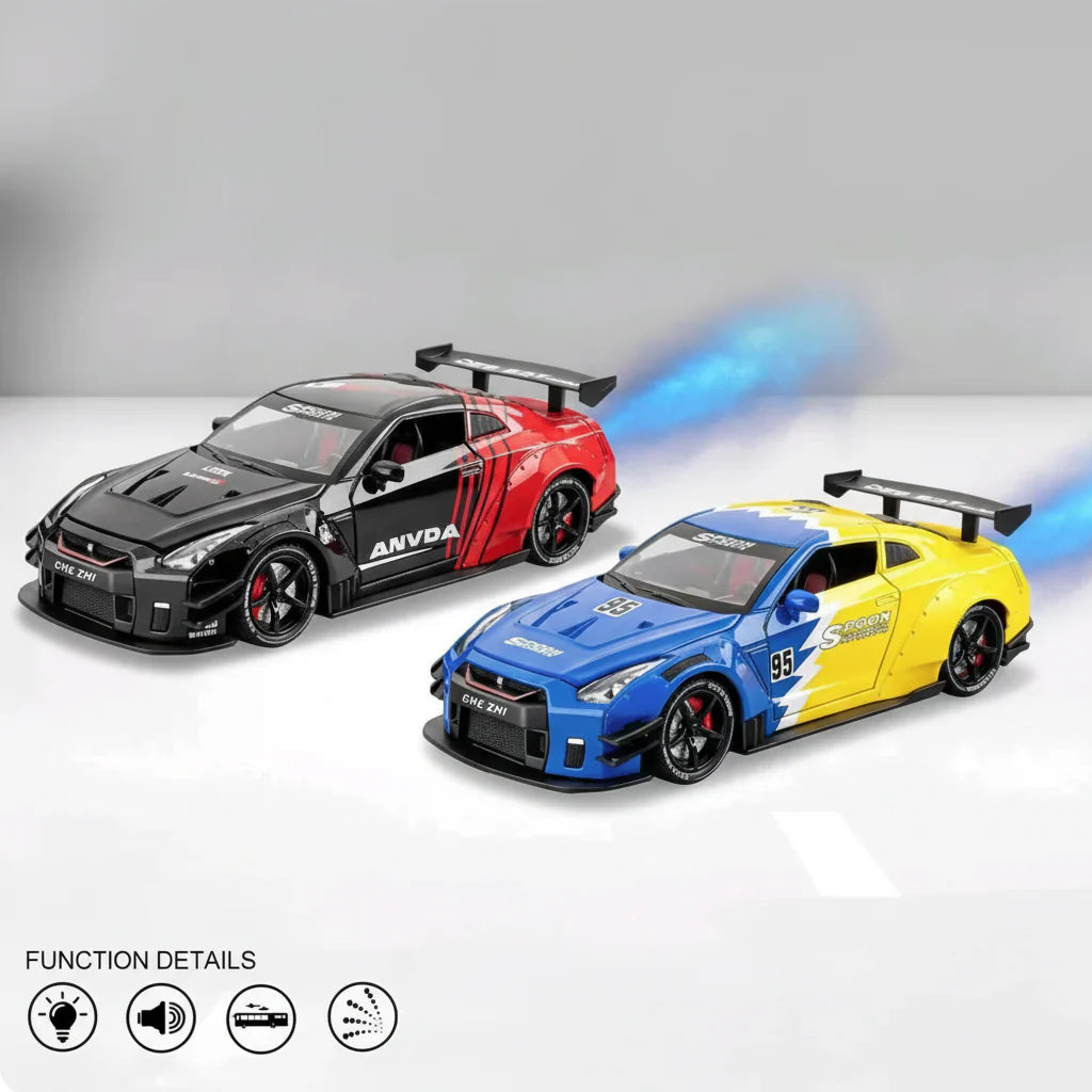 Che Zhi Nissan GTR 1:24 Diecast Light Sound Open Doors