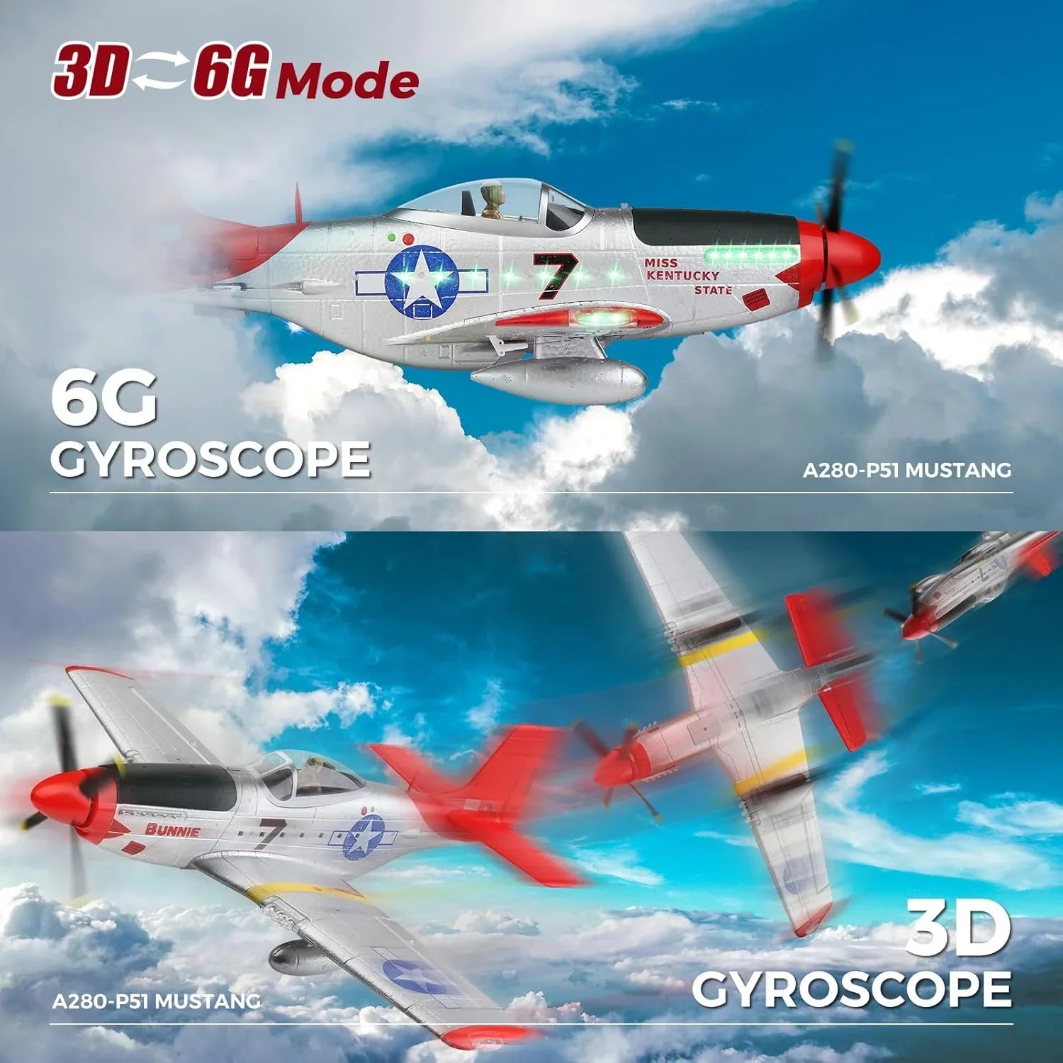 WLTOYS XK P51 Mustang 6G/3D Brushless RC Plane