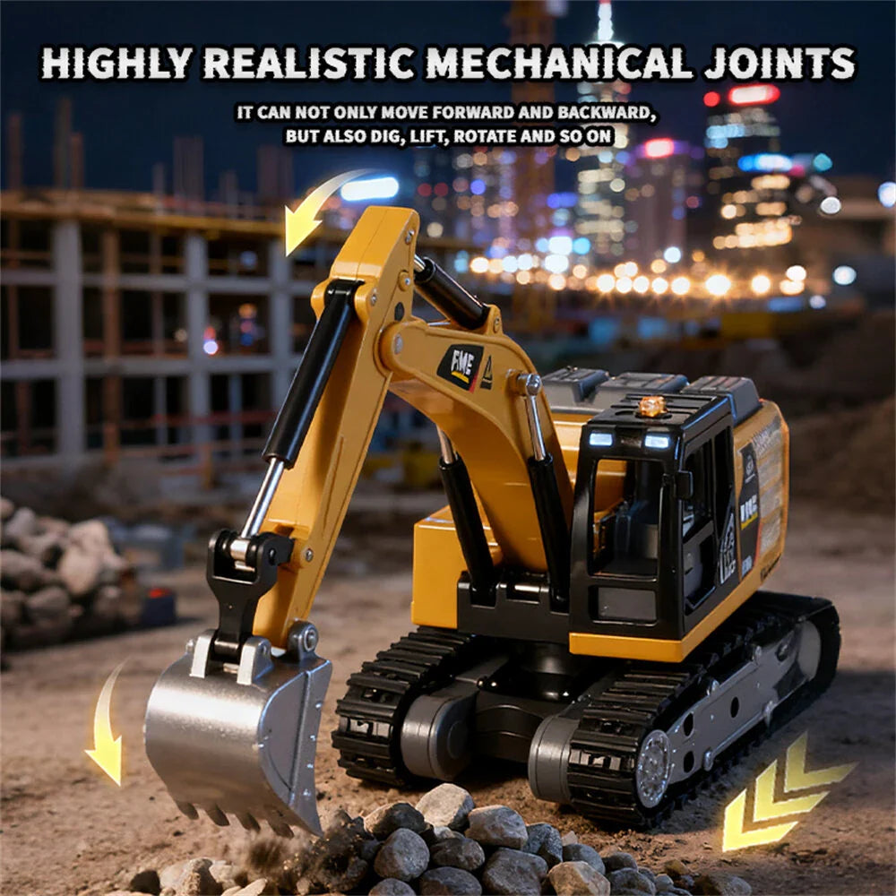 1:64 Scale Mini RC Excavator | Alloy Bucket | 270° Rotation | App Control | Lights & Sound
