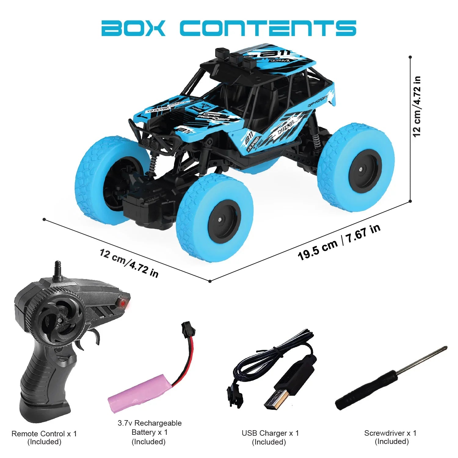Remote Control Car Big Size Rock Crawler | High-Speed 2WD - Blue