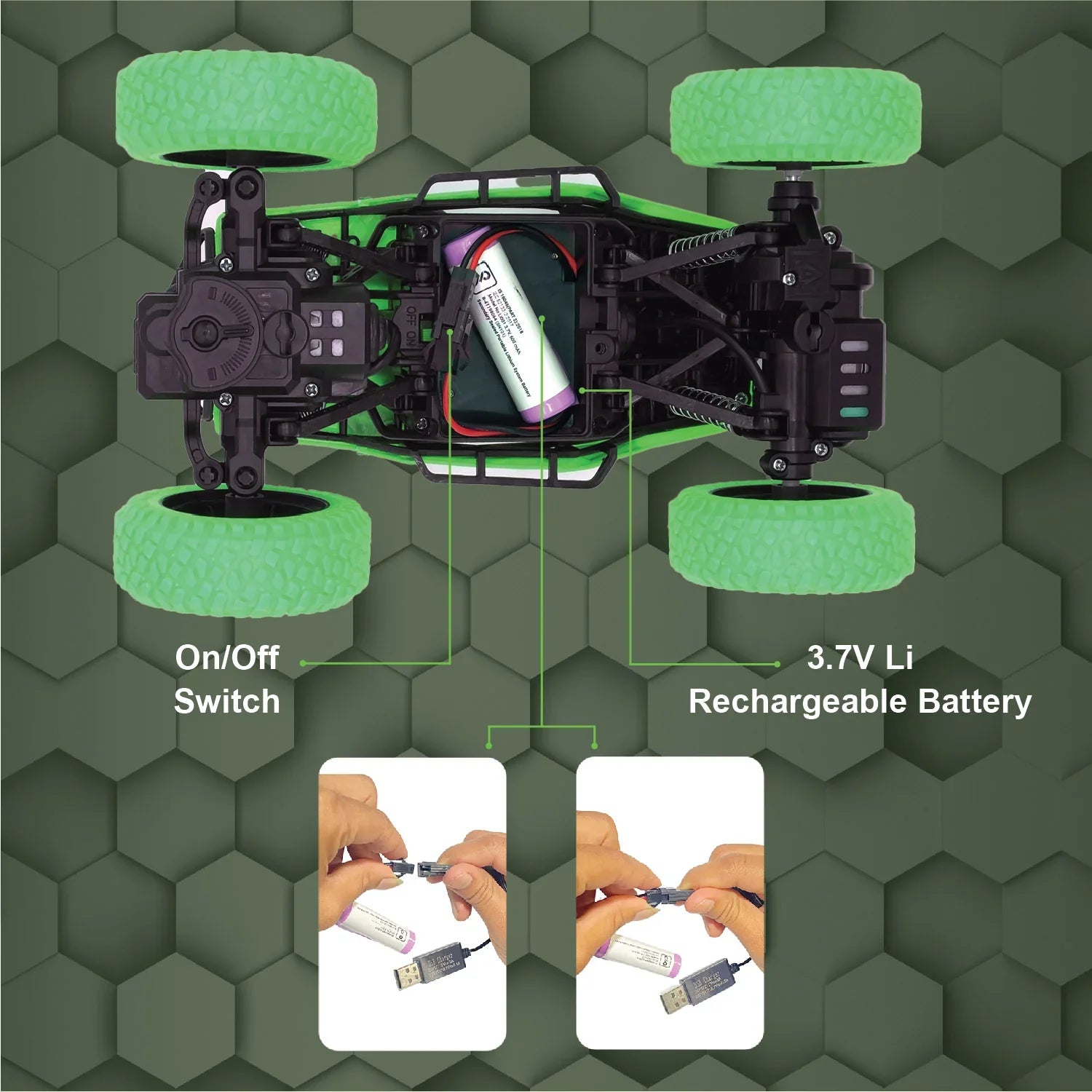 DUZTER- Rechargeable Remote Controlled Racing Rc Car- Green
