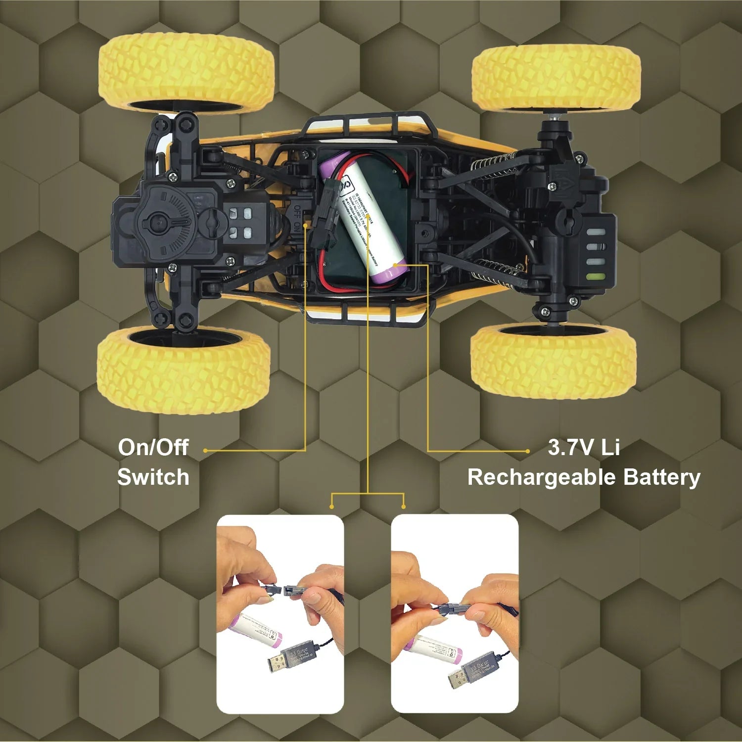 DUZTER- Remote Control Monster Truck RC Car - Yellow